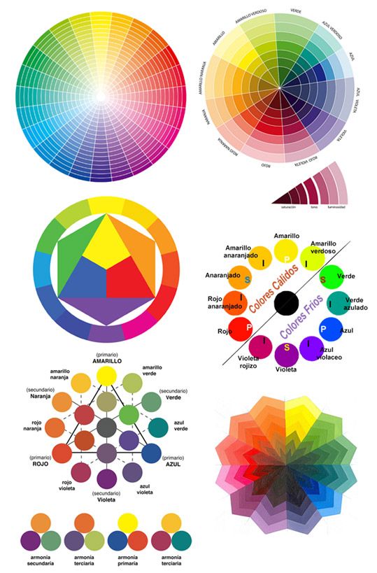 Variantes, armonías y detalles círculo cromático teoría del color