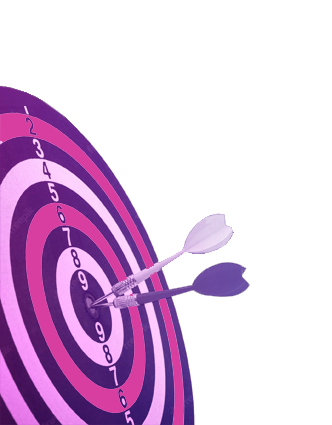 Imagen de una diana con dos dardos en el centro