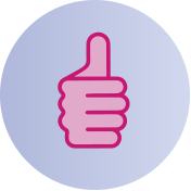 icono kit digital mano con dedo levantado en gesto de afirmación